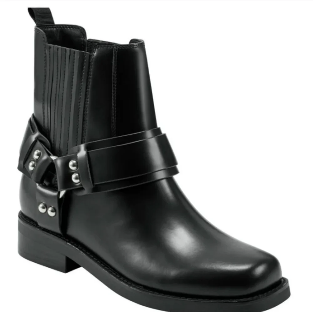 Marc Fisher Mizzi Moto Boots Harness Designer Leather Celebrity #42 - Picture 3 of 13